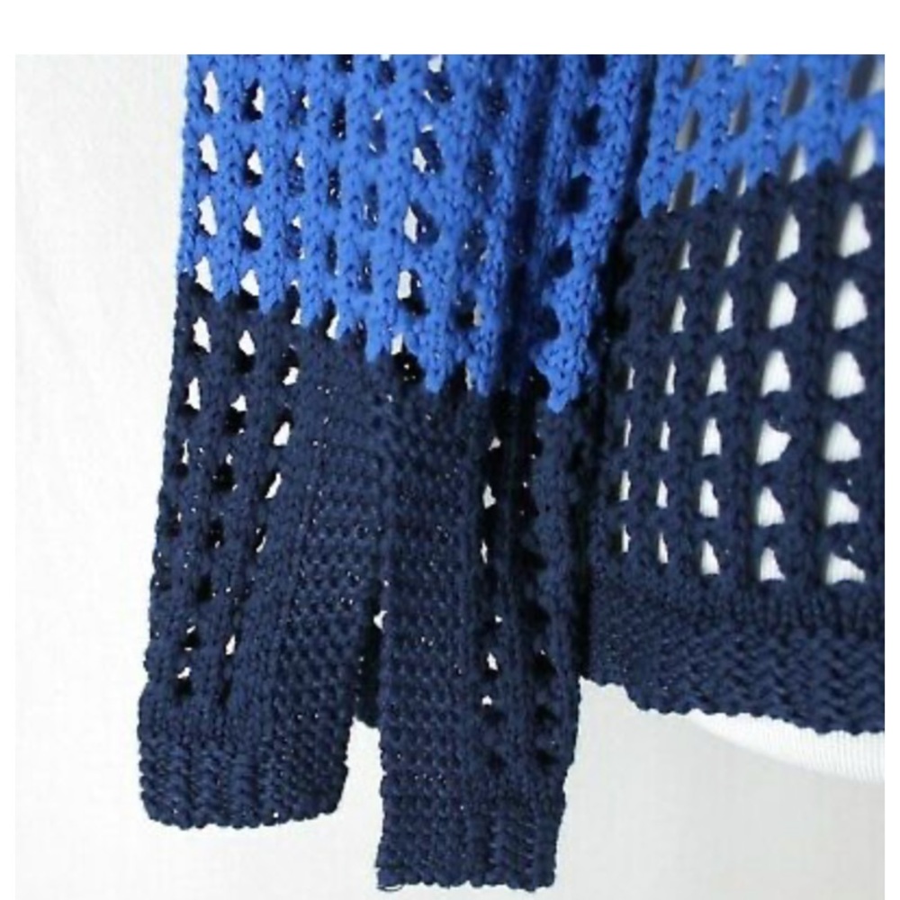 NWOT Boston Proper Women’s Blue & White Open Weave Pullover Sweater (M) - Picture 7 of 7